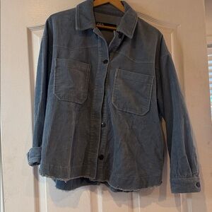 ZARA Corduroy Oversized Shacket in Dusty Blue-Gray